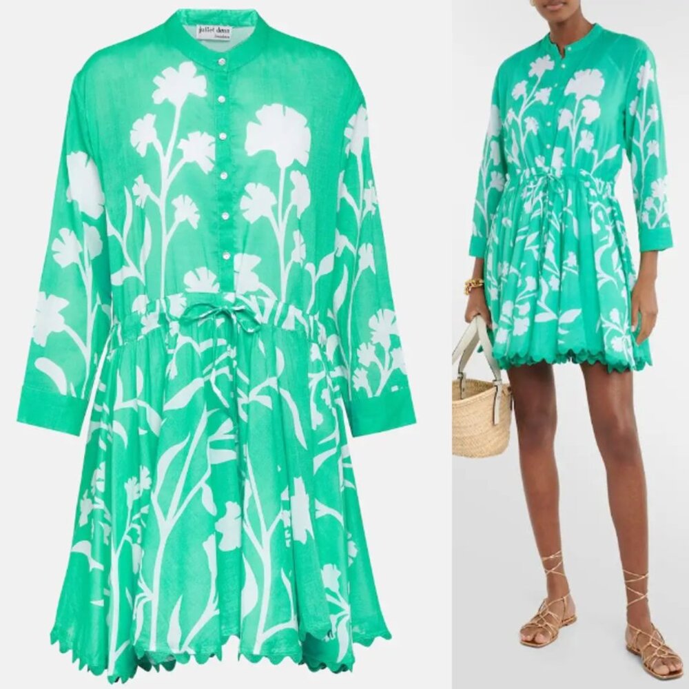 Juliet Dunn Green and White Floral Mini Dress